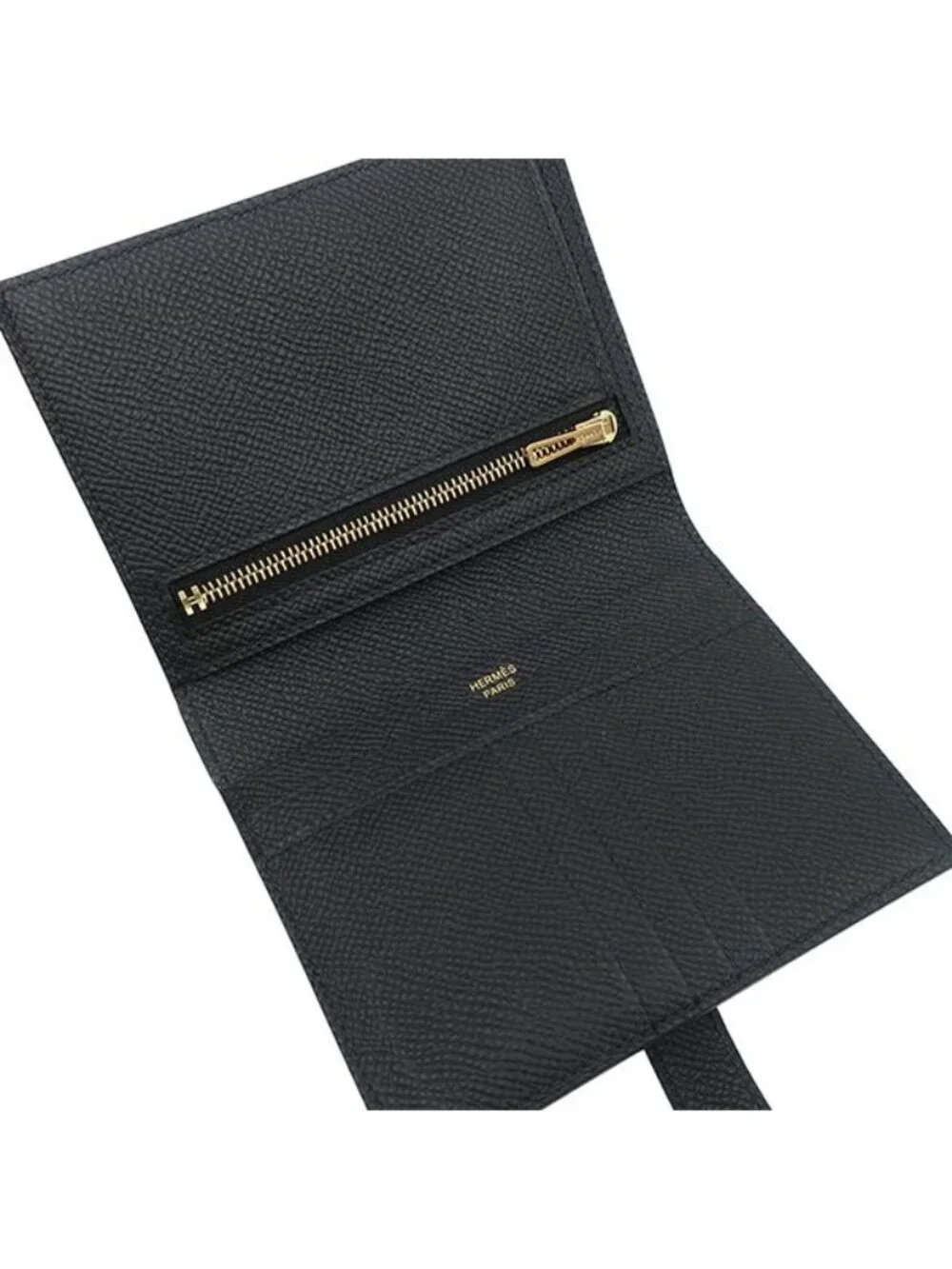 Hermes Bifold Wallet Bearn Compact Veau Epsom Black Gold
